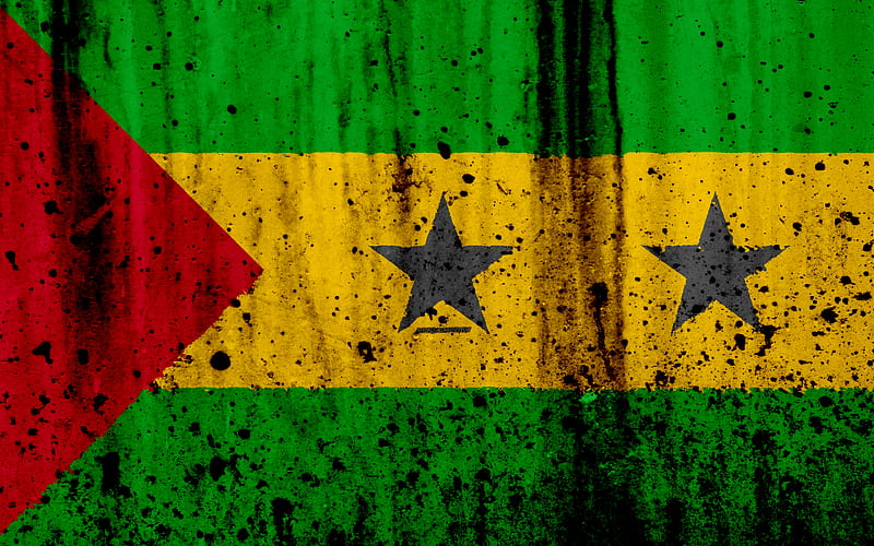 Sao Tome and Principe flag grunge, flag of Sao Tome and Principe, Africa, Sao Tome and Principe, national symbols, Sao Tome and Principe national flag, HD wallpaper