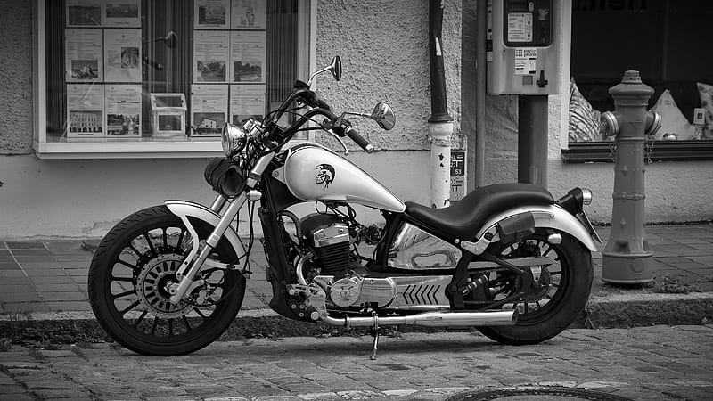 fab regal raptor, regal raptor, motorcycle, bike, black and white, HD wallpaper
