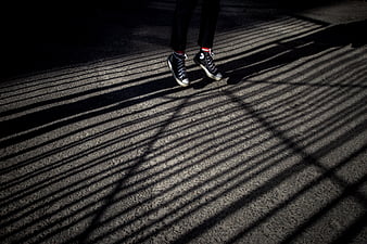 legs, jump, sneakers, shoes, shadow, HD wallpaper