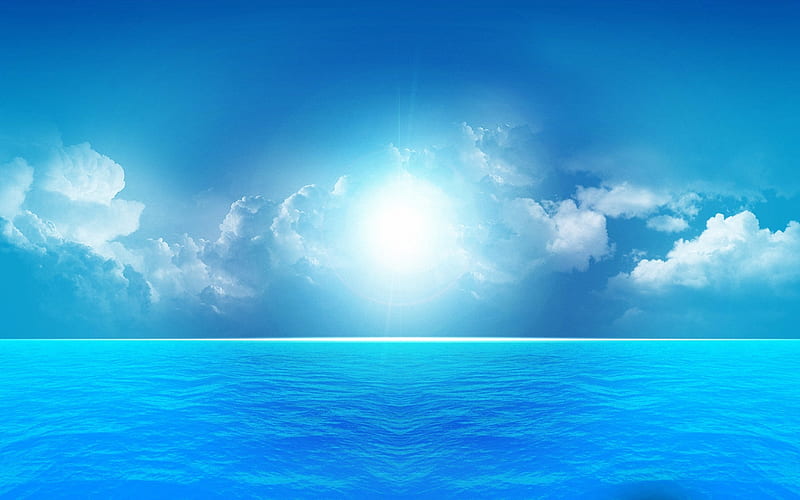 A Blue Day at Sea, sun, 3d and cg, background, afternoon, nice, multicolor, bright, waterscape, paisage, art, brightness, relax, oceanscape, tranquil, spectacular, white, artistic, bonito, sand, scenery, blue, horizon, spectacle, paisagem, day, nature, pc, scene, oceans, clouds, cenario, fantasy, skyscape, lightness, calm, scenario, beauty, evening, morning, coral reefs, islands, , paysage, cena, sky, abstract, water, cool, serenity, beaches, awesome, hop, colorful, sea, graphy, light, amazing, multi-coloured, view, clear, colors, serene, summer, colours, relaxing, natural, HD wallpaper
