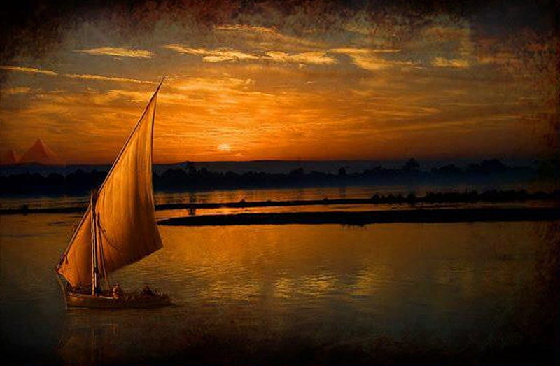 Nile River, amazing, sunset, river, nile, HD wallpaper