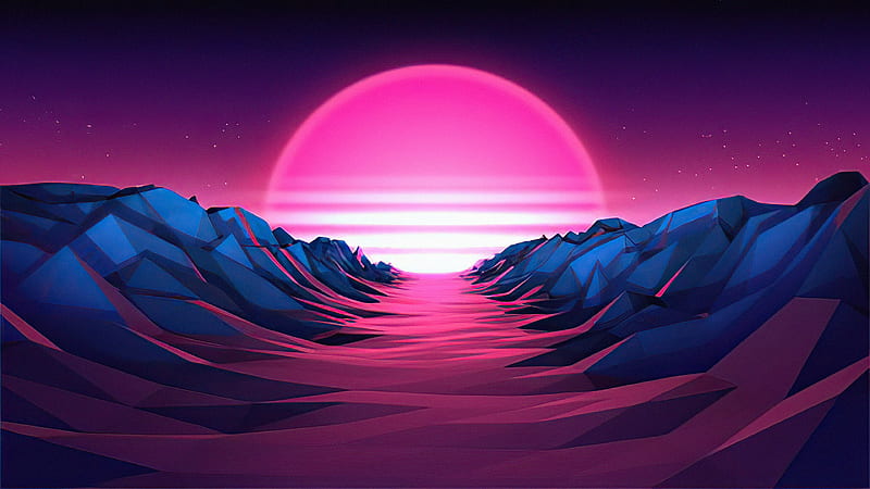 Purple Sunrise Vaporwave, HD wallpaper