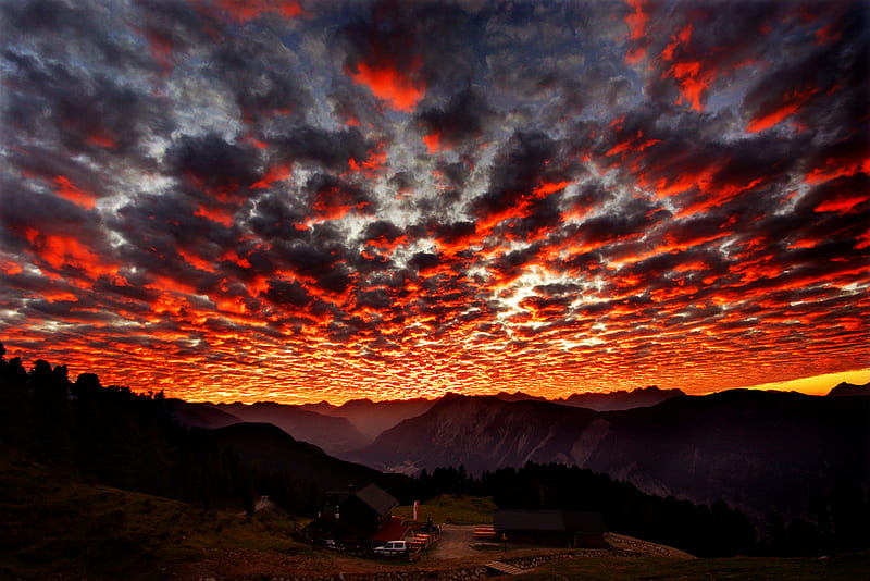 Fire in the sky, sunset, sky, HD wallpaper
