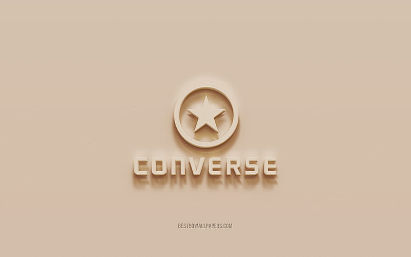 Converse logo, brown plaster background, Converse 3d logo, brands, Converse emblem, 3d art, Converse, HD wallpaper