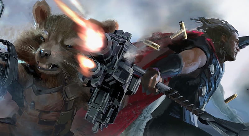 Rocket Raccoon And Thor In Avengers Infinity War Artwork, rocket-raccoon, thor, avengers-infinity-war, 2018-movies, movies, artwork, HD wallpaper