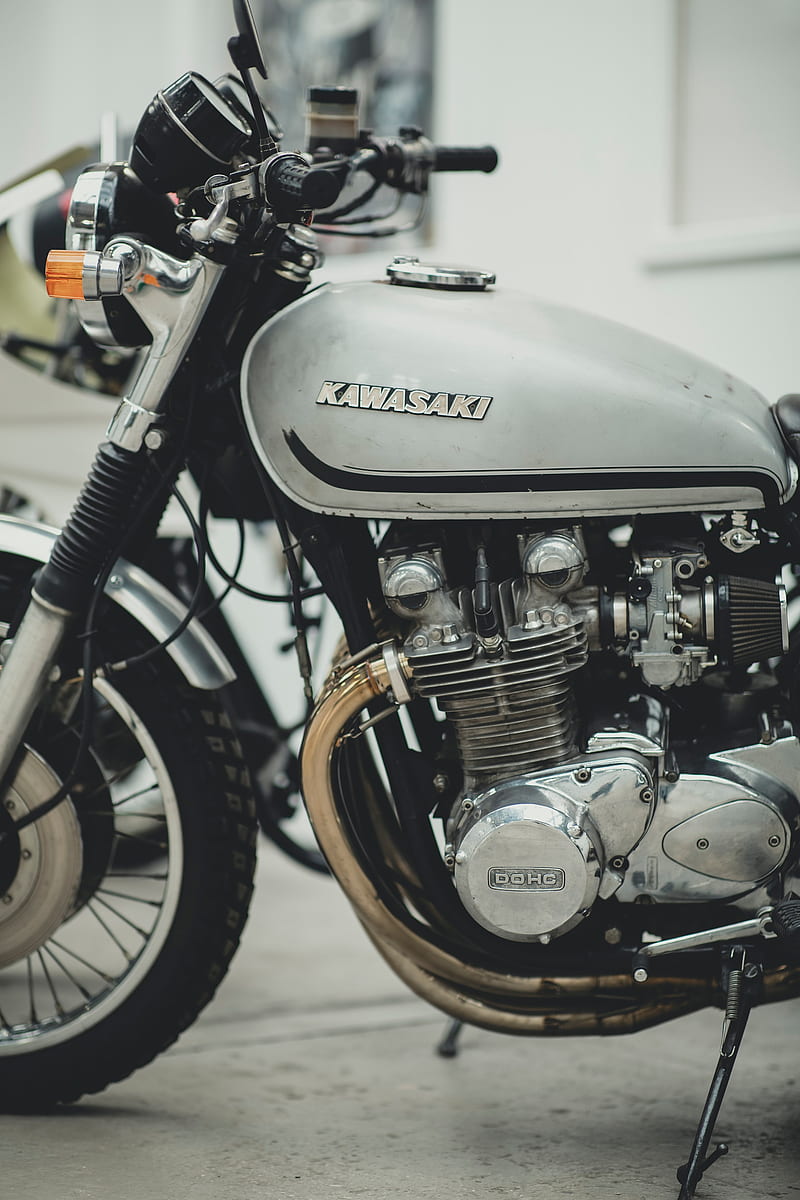 kawasaki, motorcycle, retro, vintage, motor, HD phone wallpaper