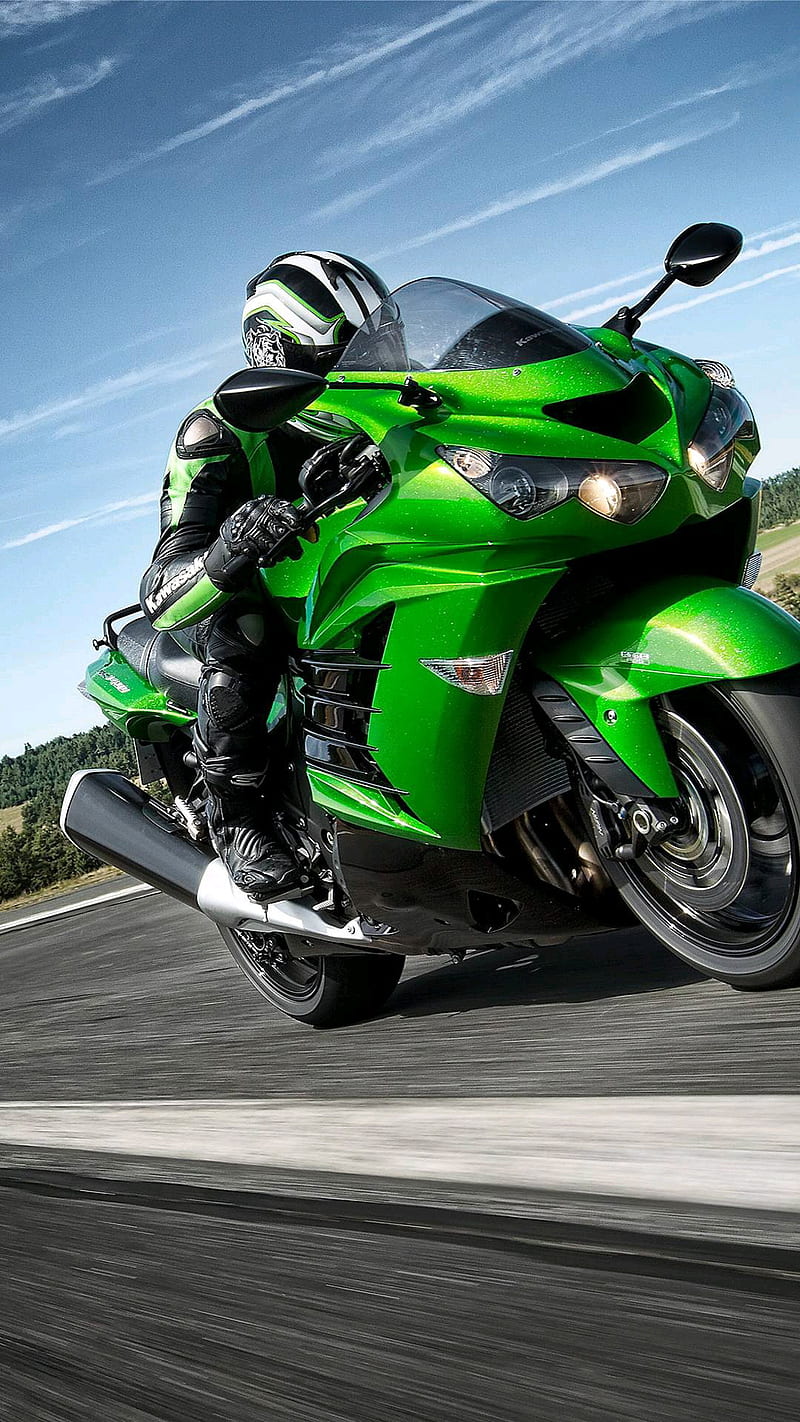 Moto, driver, fast, green, motorcycle, sport, HD phone wallpaper