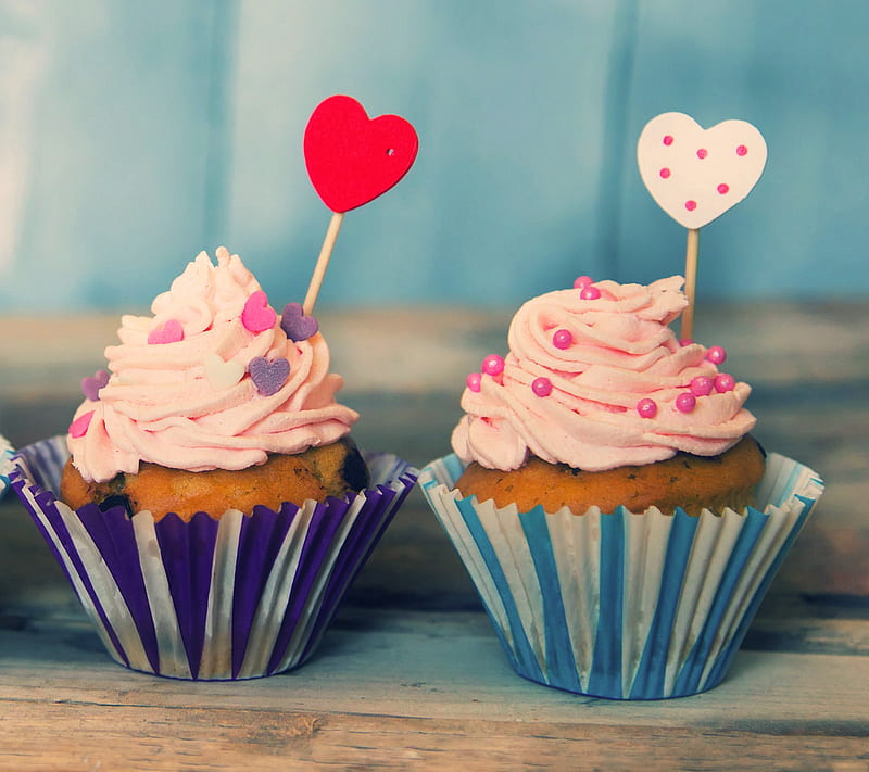 Cupcake, heart, love, sweet, HD wallpaper