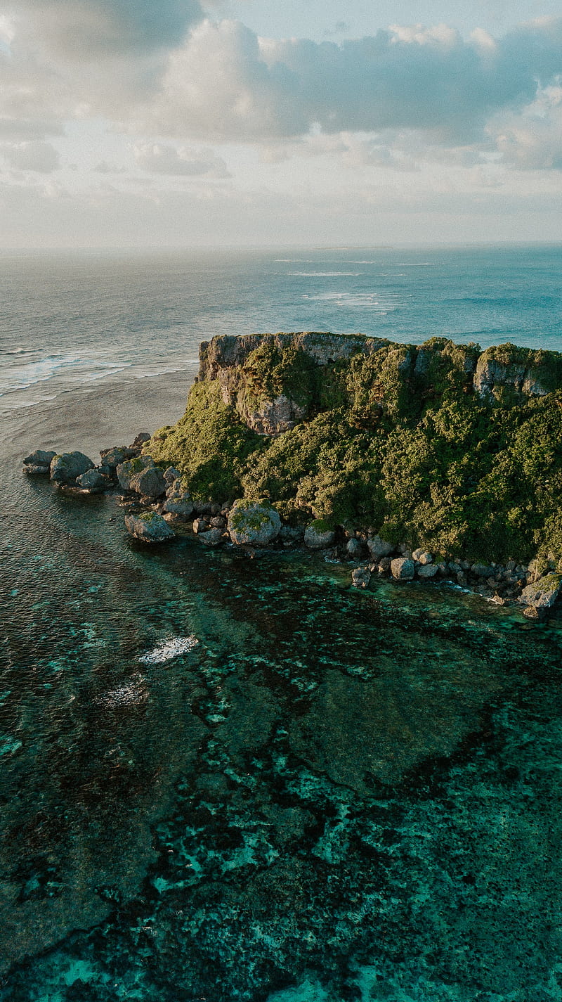 island, sea, aerial view, rock, water, HD phone wallpaper