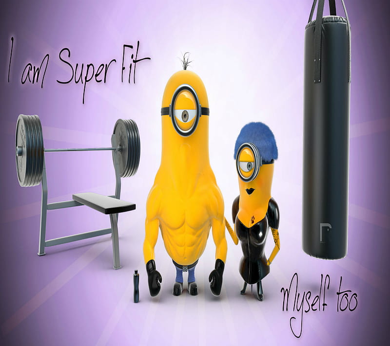 Gym Minions, 2014, comedy, cool, cute, despicable, gym minions, new, nice, HD wallpaper
