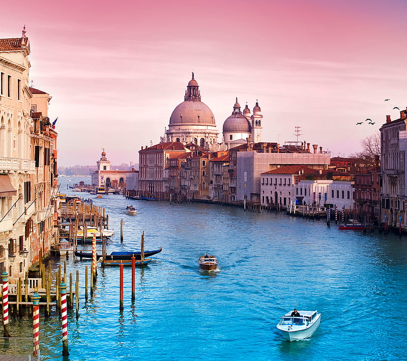 Venezia, boat, city, italia, italy, river, venice, HD wallpaper