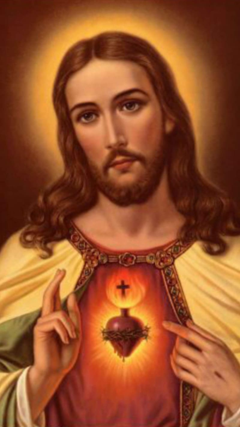 Jesus With Sacred Heart, jesus , sacred heart, lord, god, saviour, HD phone wallpaper