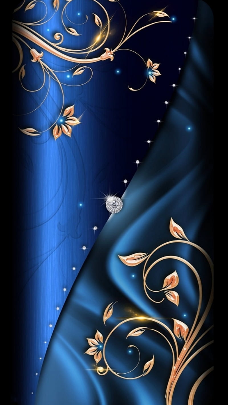 Sparkling Dream, gold, blue, pretty, silk, diamond, shine, seduction, girly, HD phone wallpaper