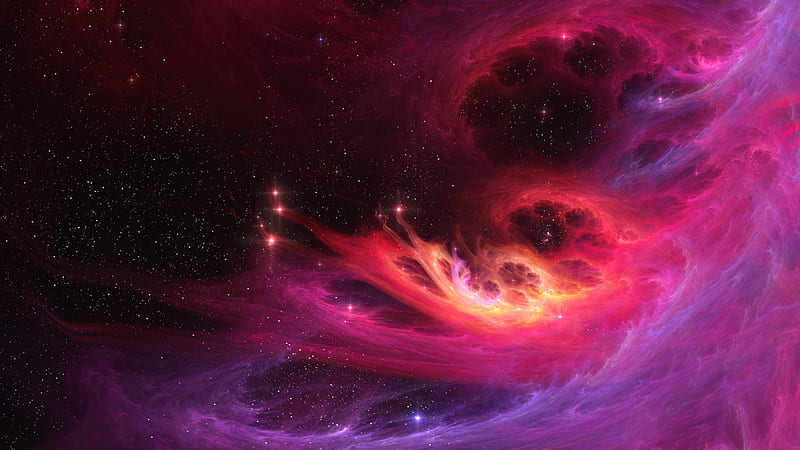 red nebula, gas cloud, stars, galaxy, Space, HD wallpaper