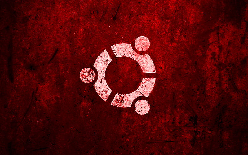 Ubuntu red logo, red stone background, Linux, creative, Ubuntu, grunge, Ubuntu stone logo, artwork, Ubuntu logo, HD wallpaper