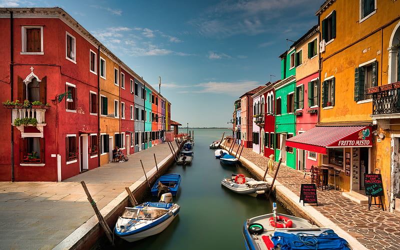 Venice, colorful houses, bay, beautiful houses, Venice cityscape, Italy, HD wallpaper