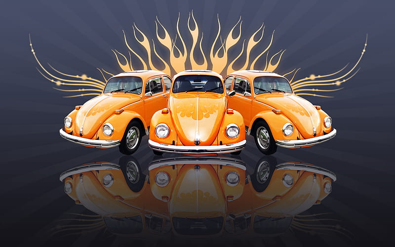 My Beetle, bug, classic car, beetle, volkswagen, vintage car, vw, orange car, HD wallpaper