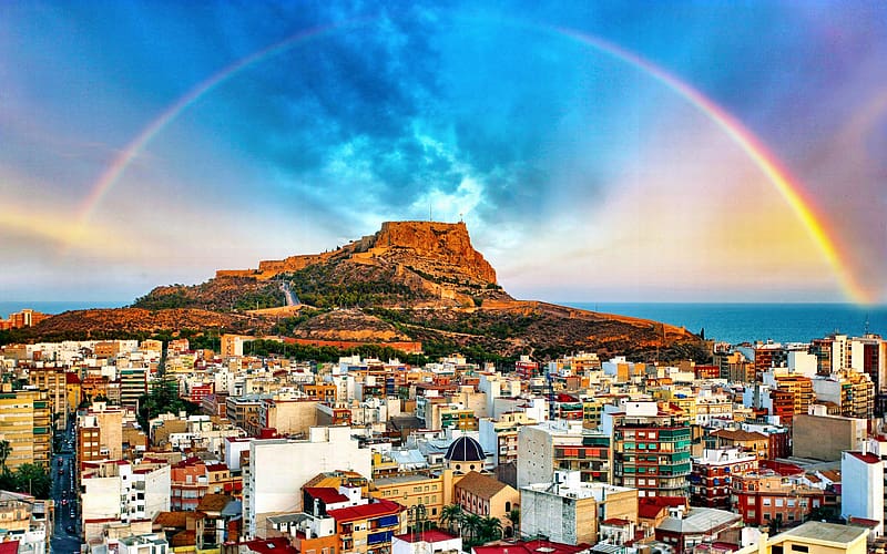 Rainbow in Alicante Spain, spain, water, nature, rainbow, HD wallpaper Rainbow in Alicante Spain, spain, water, nature, rainbow, HD wallpaper