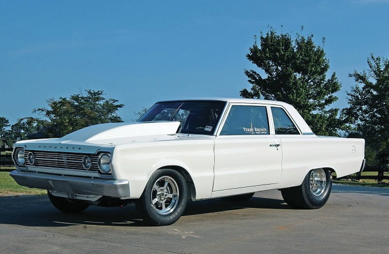 1966-Plymouth-Belvedere Pro Street, Classic, White, Cowl Hood, 1966, HD wallpaper