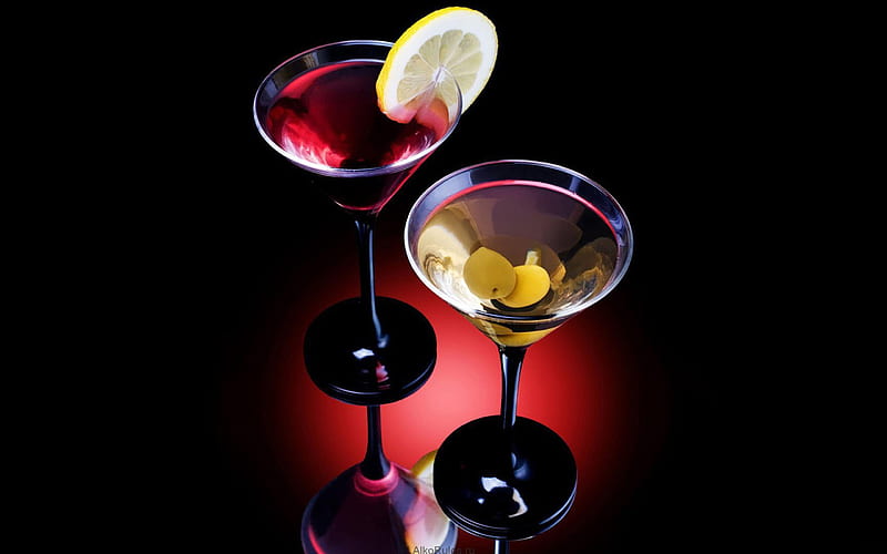 Manhattan Cocktail, darkness, glass with drink, cocktails, Manhattan, Glass with Manhattan, HD wallpaper