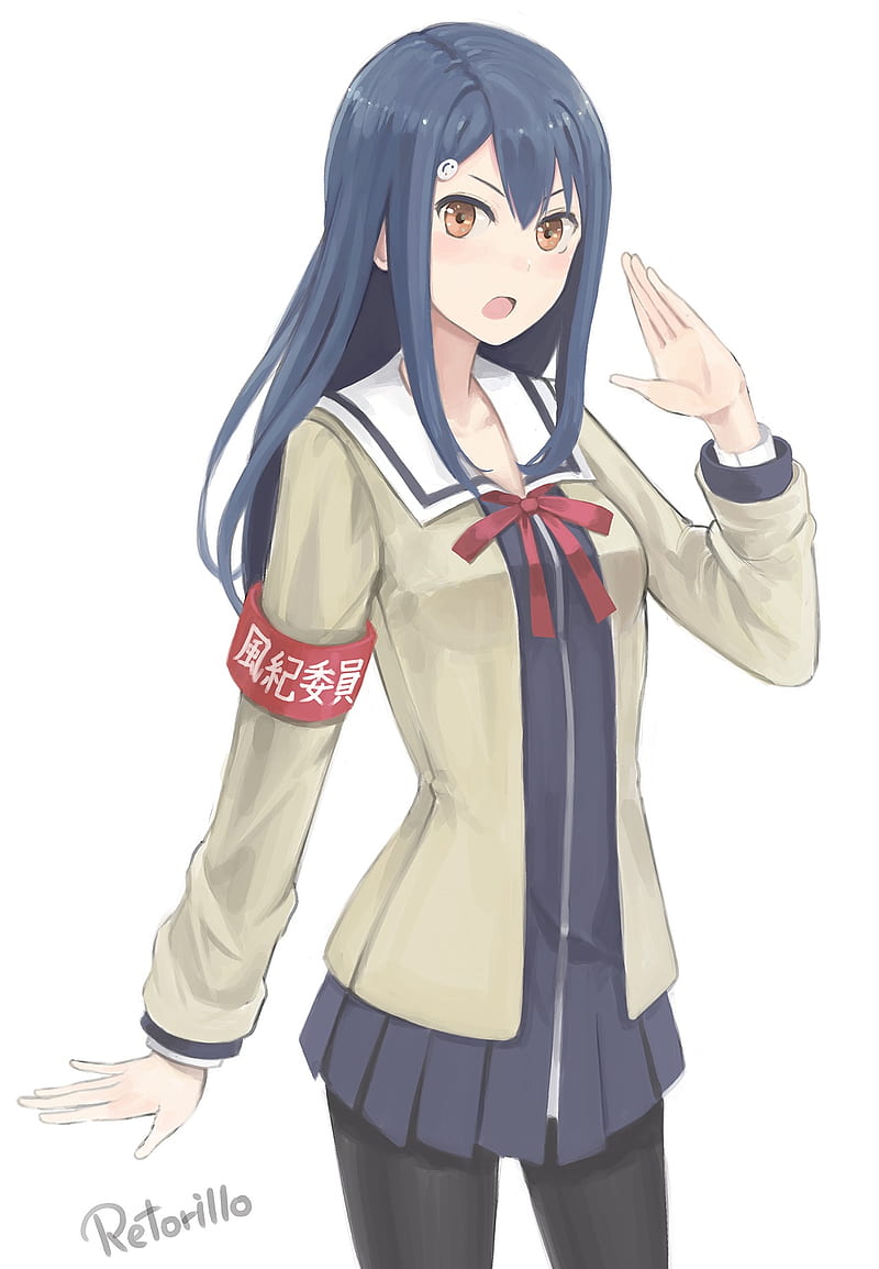 AHO-GIRL, anime girls, anime, blue hair, simple background, long hair, HD phone wallpaper