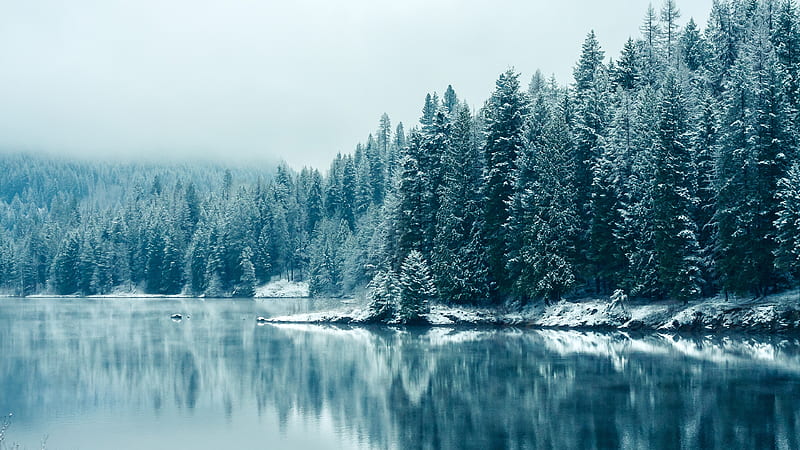 winter, river, clouds, Nature, HD wallpaper