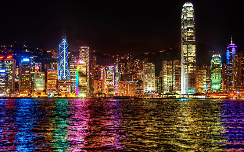 a symphony of lights hong kong-the city landscape graphy, HD wallpaper