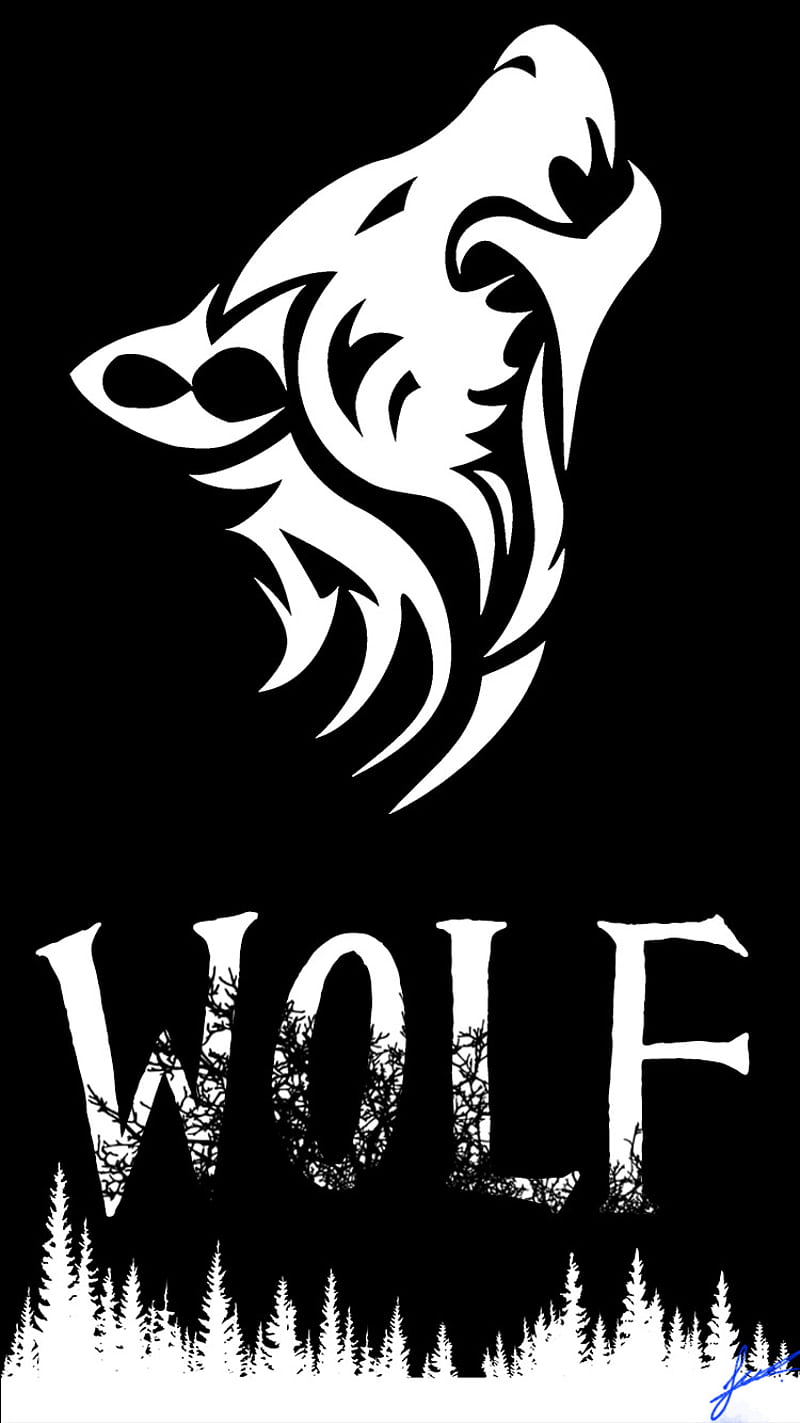 Wolf, white, black, scary, black, solid, white, HD phone wallpaper
