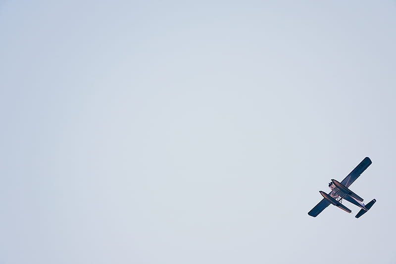 biplane on white sky, HD wallpaper