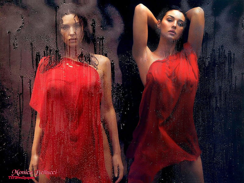 monica bellucci, red, dress, bellucci, model, monica, woman, sexy, HD wallpaper