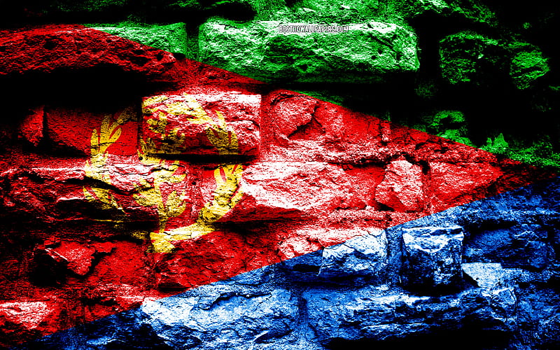 Eritrea flag, grunge brick texture, Flag of Eritrea, flag on brick wall, Eritrea, flags of Africa countries, HD wallpaper