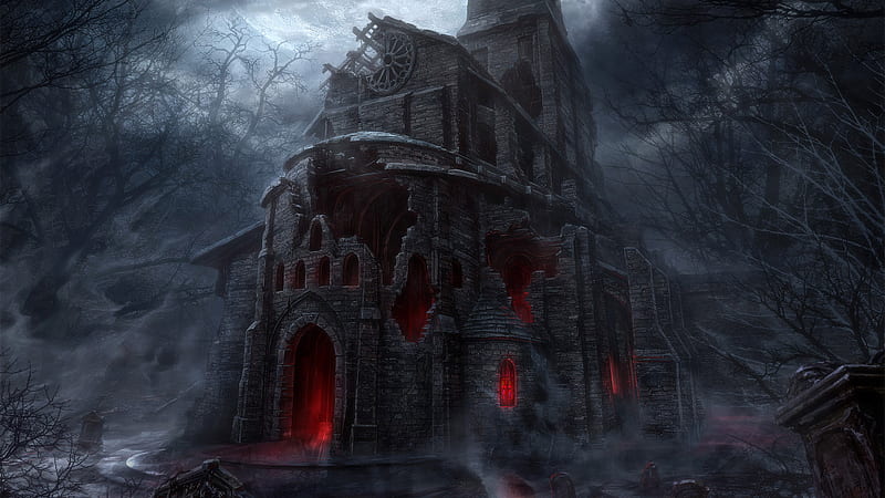 Dark Horror Church, church, horror, chatedral, dark, HD wallpaper