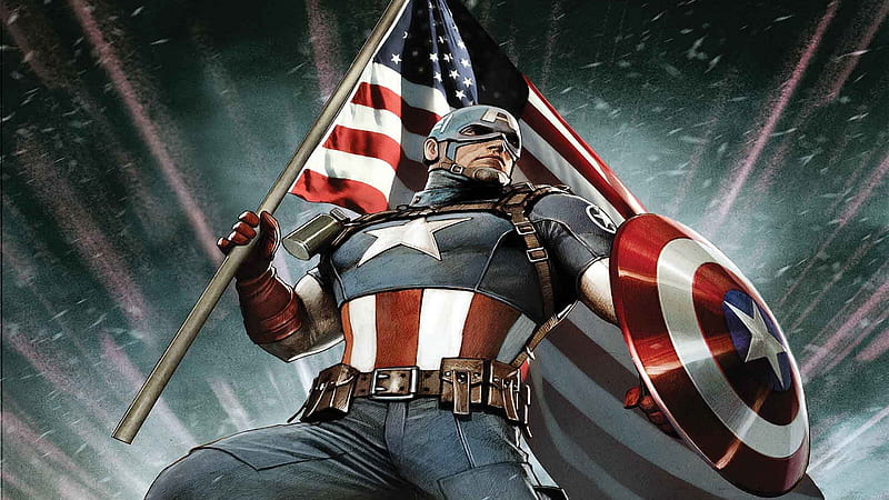 Captain America With US Flag Captain America, HD wallpaper