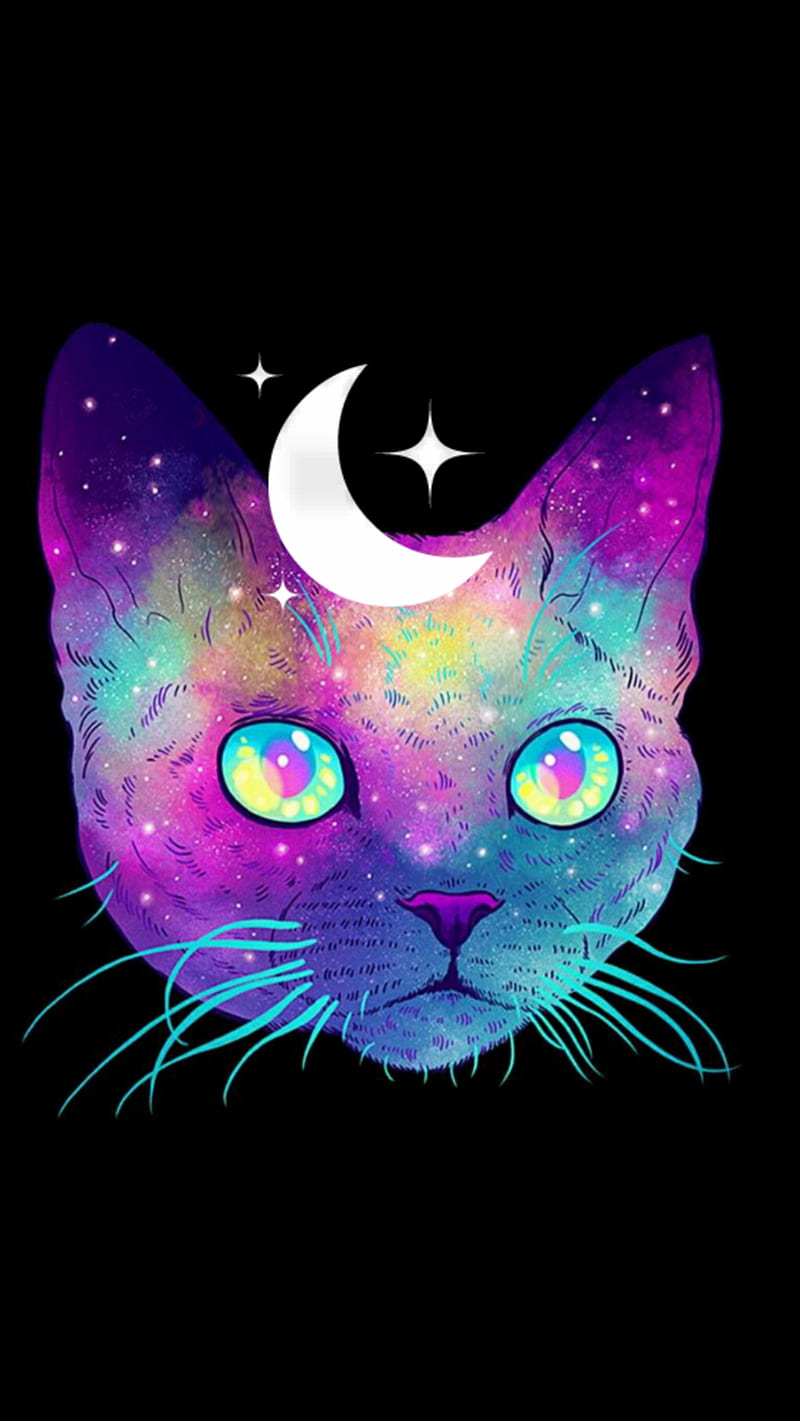 Cute Space Cat, purple, HD phone wallpaper
