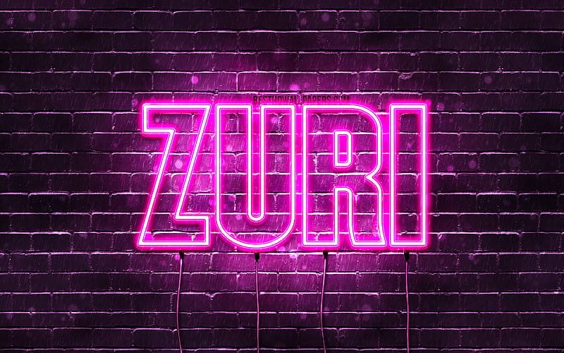 Zuri with names, female names, Zuri name, purple neon lights