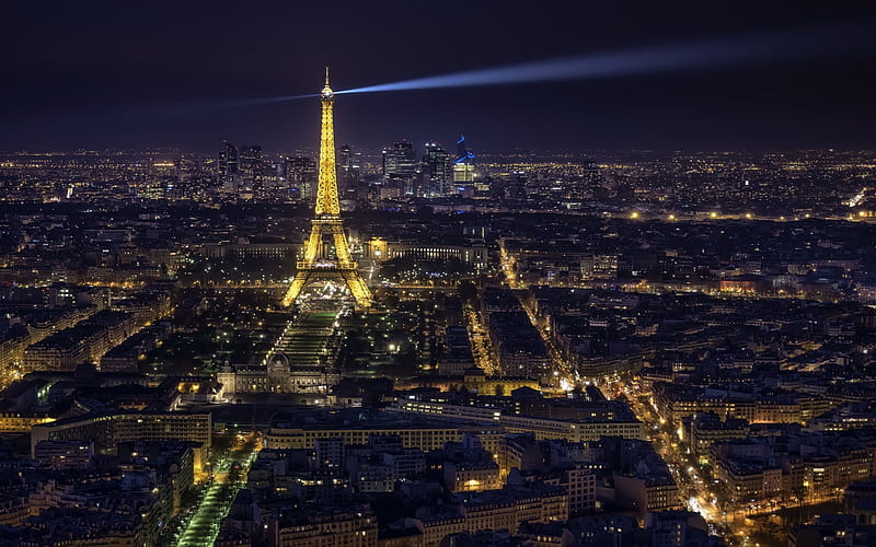 Eiffel Tower, Paris, night, cityscape, France, Quartier Necker, HD wallpaper