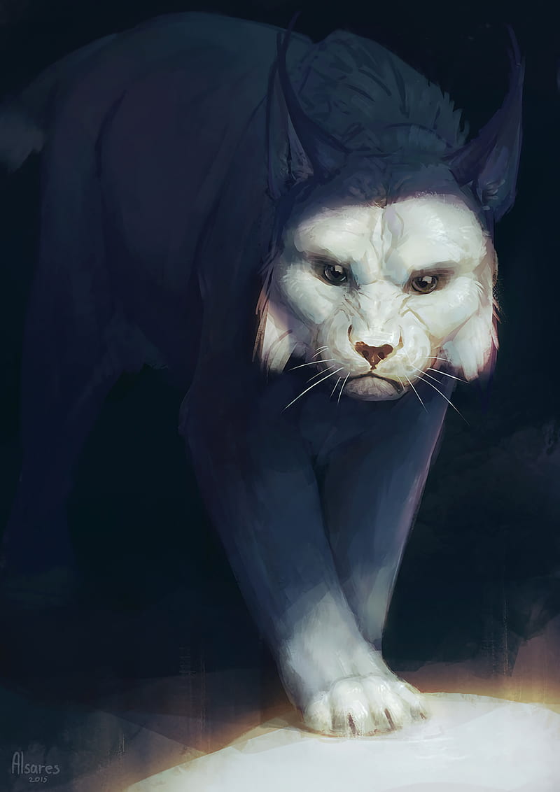 lynx, white, predator, big cat, art, HD phone wallpaper