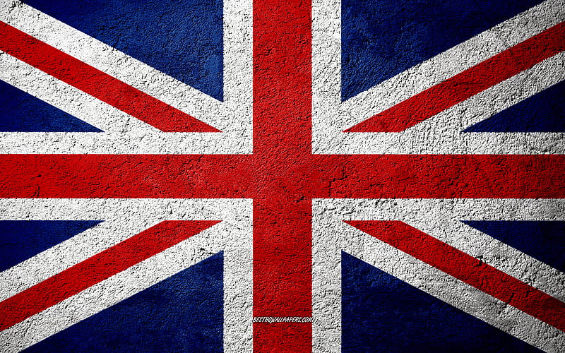 Flag of United Kingdom, concrete texture, stone background, United Kingdom flag, Europe, Great Britain flag, United Kingdom, flags on stone, HD wallpaper