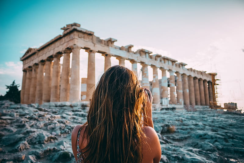 woman looking through the Athens, HD wallpaper