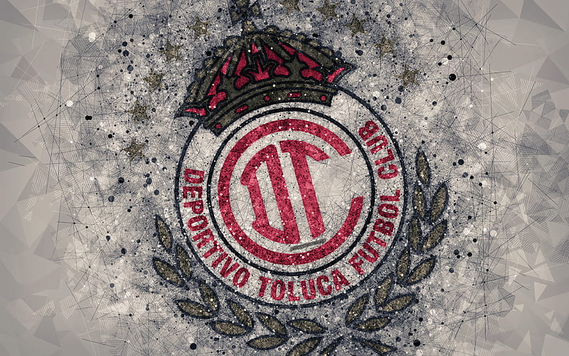 Deportivo Toluca FC geometric art, logo, Mexican football club, gray abstract background, Primera Division, Toluca de Lerdo, Mexico, football, Liga MX, HD wallpaper