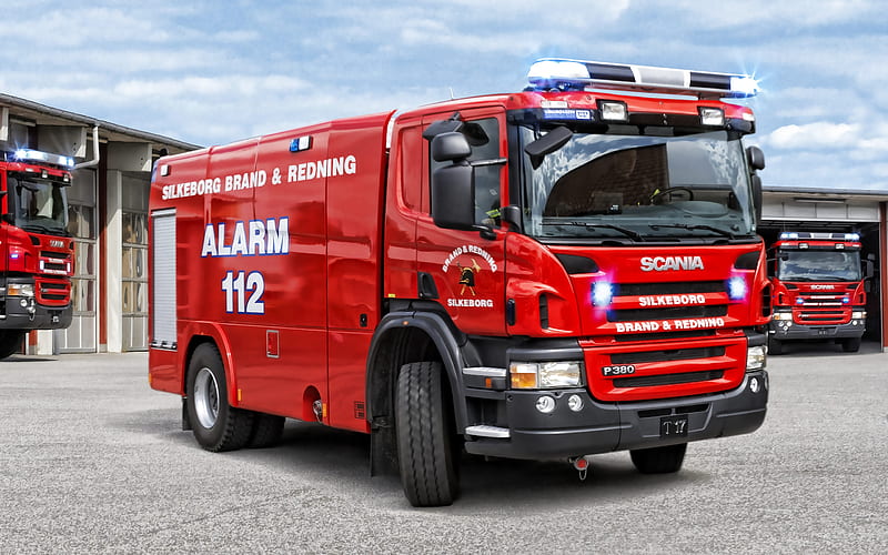 Scania P380, fire truck, fire-engine vehicle, fire-fighting, special truck, Scania, HD wallpaper
