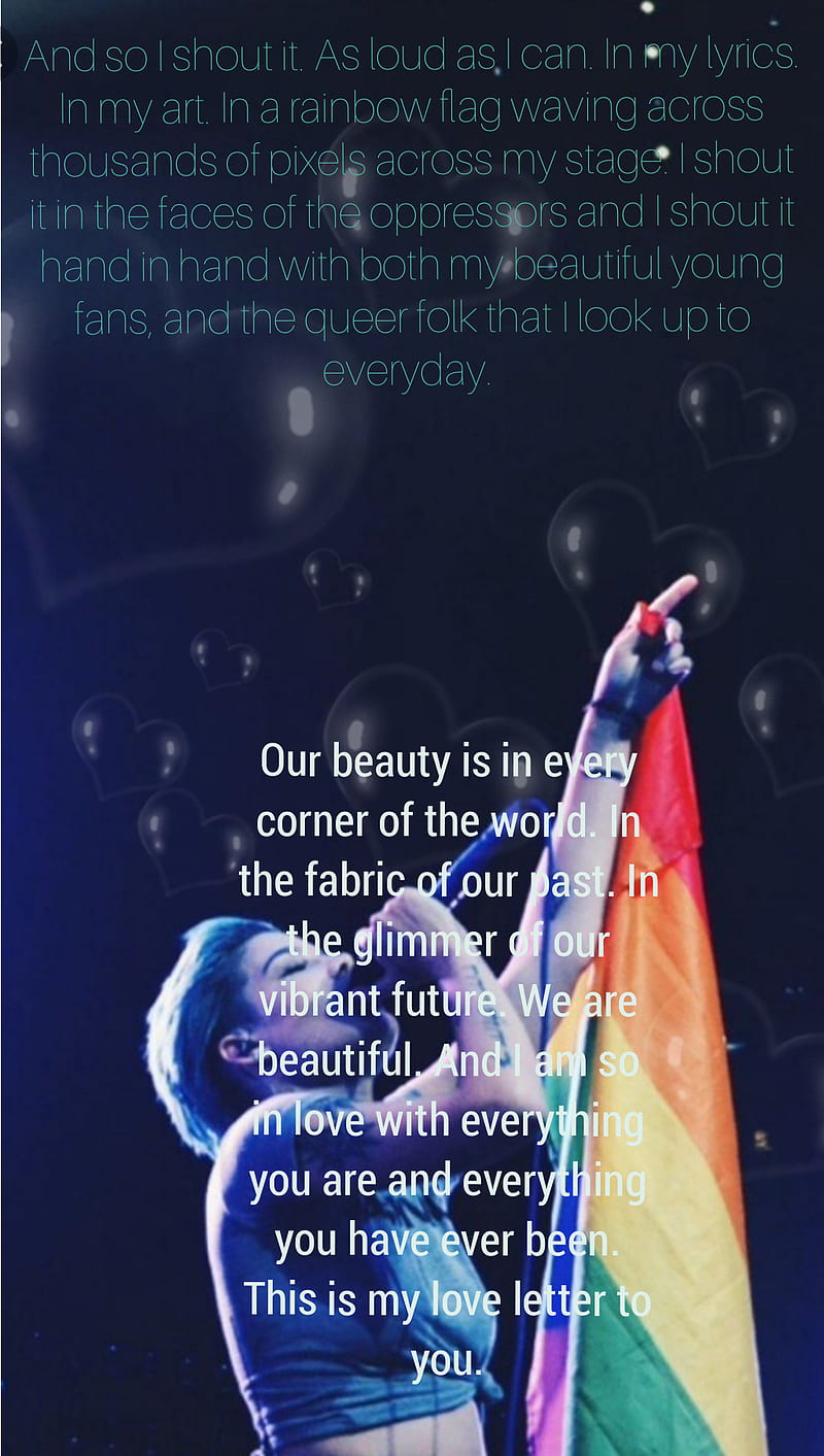 Halsey pride quote 2, flag, corazones, love, rainbow, HD phone wallpaper