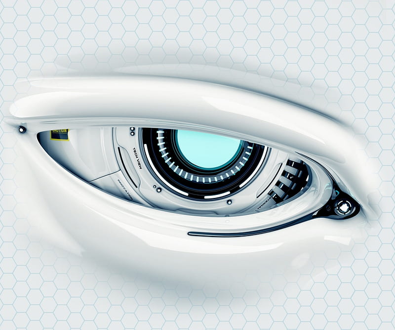 Cyber Eye, robotic, white, HD wallpaper