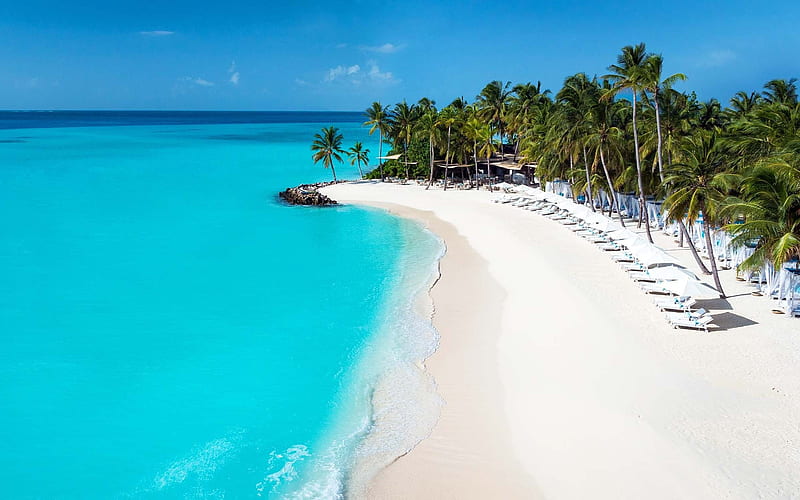 Maldives, ocean, island, tropics, paradise, Asia, beautiful nature, HD wallpaper