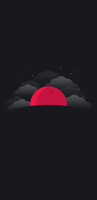Minimal Moon, dark, black, star, red, HD phone wallpaper