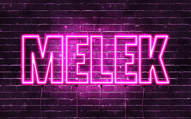 Melek with names, female names, Melek name, purple neon lights, Happy Birtay Melek, popular turkish female names, with Melek name, HD wallpaper