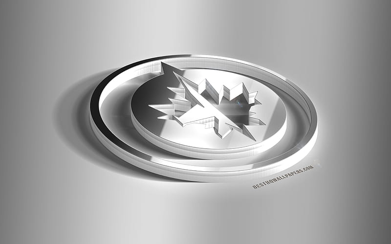 Winnipeg Jets, 3D steel logo, Canadian Hockey Club, 3D emblem, NHL, Las Winnipeg, Manitoba, Canada, USA, National Hockey League, Anaheim Ducks metal emblem, hockey, creative 3d art, HD wallpaper