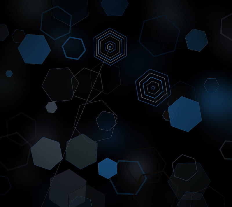 Hexscape, 929, black, blue, desenho, gray hex, hexagon, material, ultra, HD wallpaper