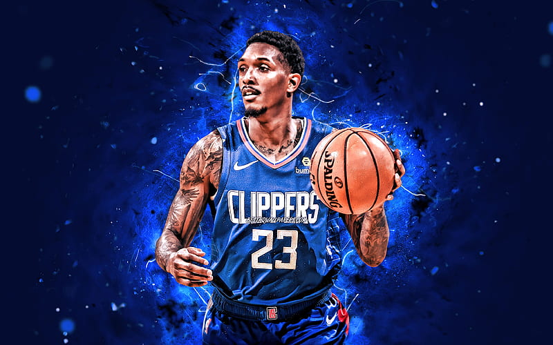 Lou Williams, 2020 Los Angeles Clippers, NBA, basketball, blue neon lights, Louis Tyrone Williams, USA, Lou Williams Los Angeles Clippers, creative, Lou Williams , LA Clippers, HD wallpaper