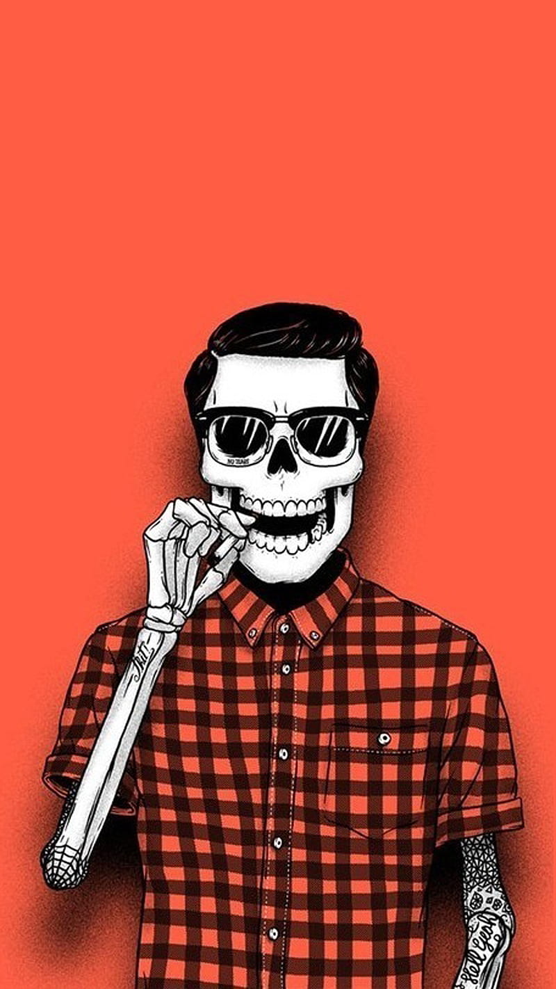 Hipster skull, fghm, HD phone wallpaper